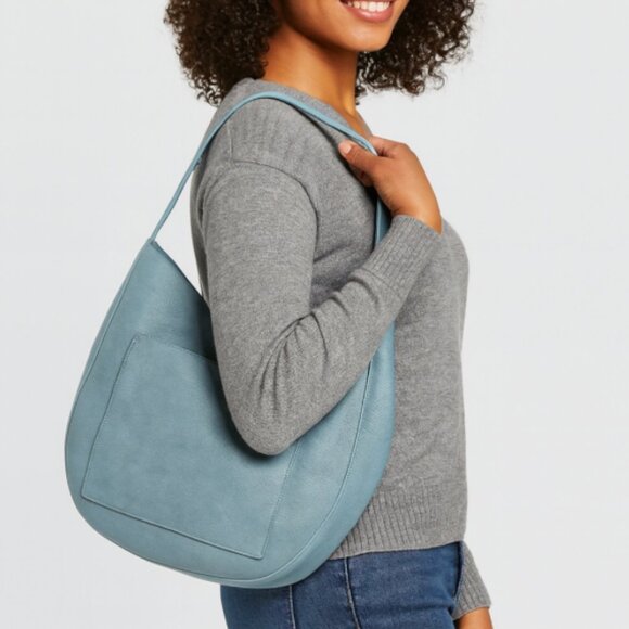 TJ Maxx Women’s Blue Faux Leather Shoulder Bag with Snap Closure - Picture 1 of 5